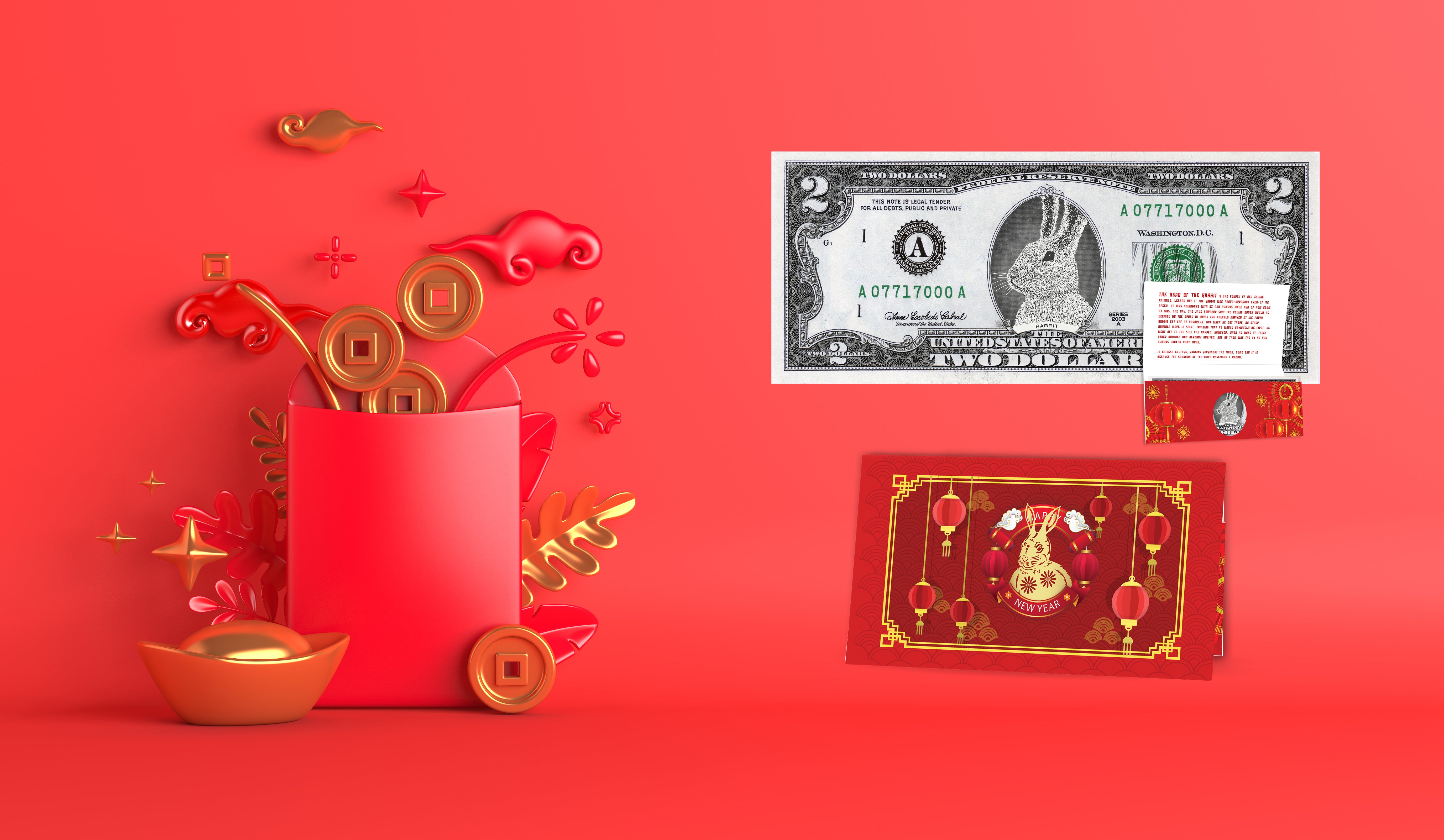 Year of the Rabbit Red Envelope Gold Lucky Money Money 