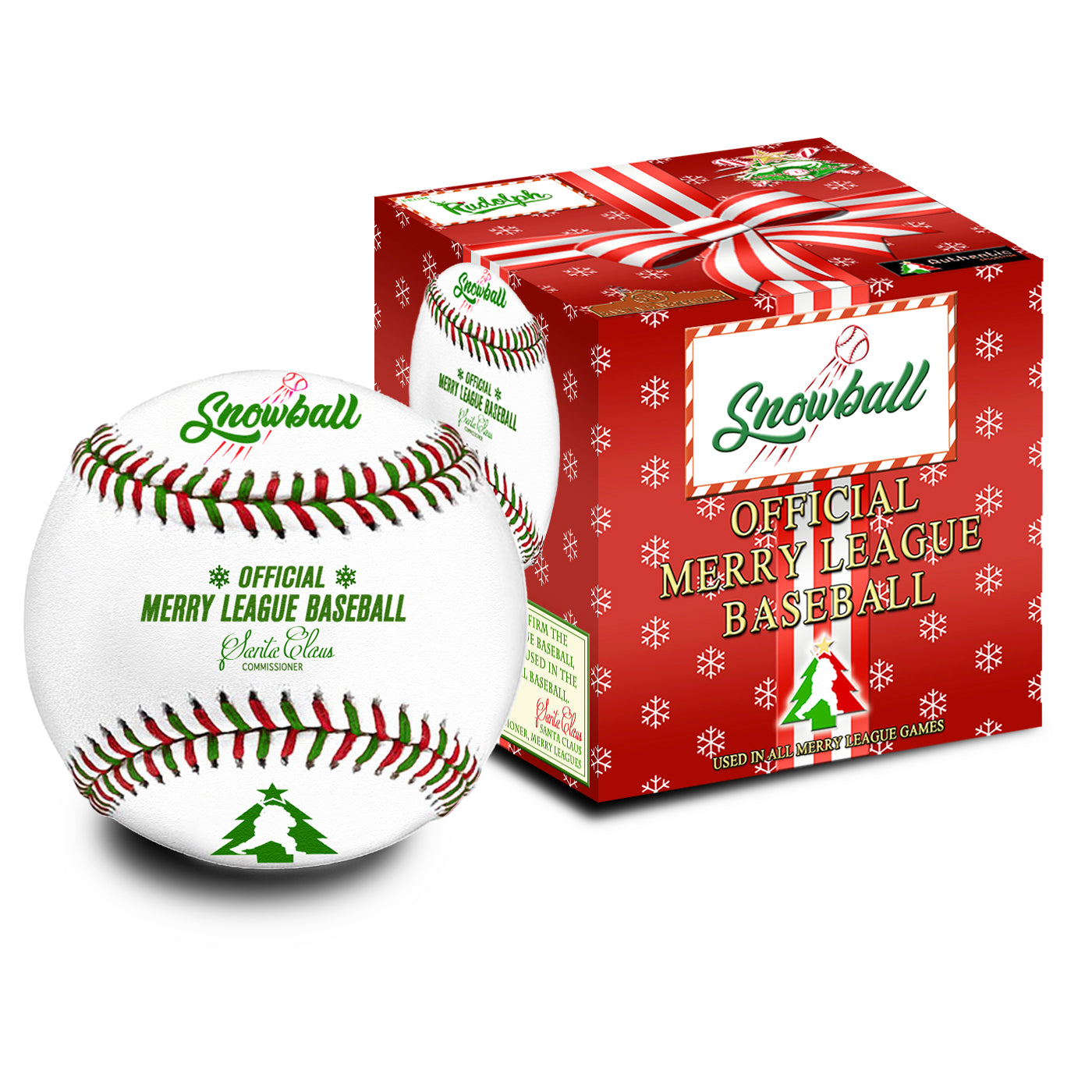 Merry League Christmas Baseball Gift. The Official Baseball of Christmas. Stocking Stuffer. Christmas Collectible Baseball