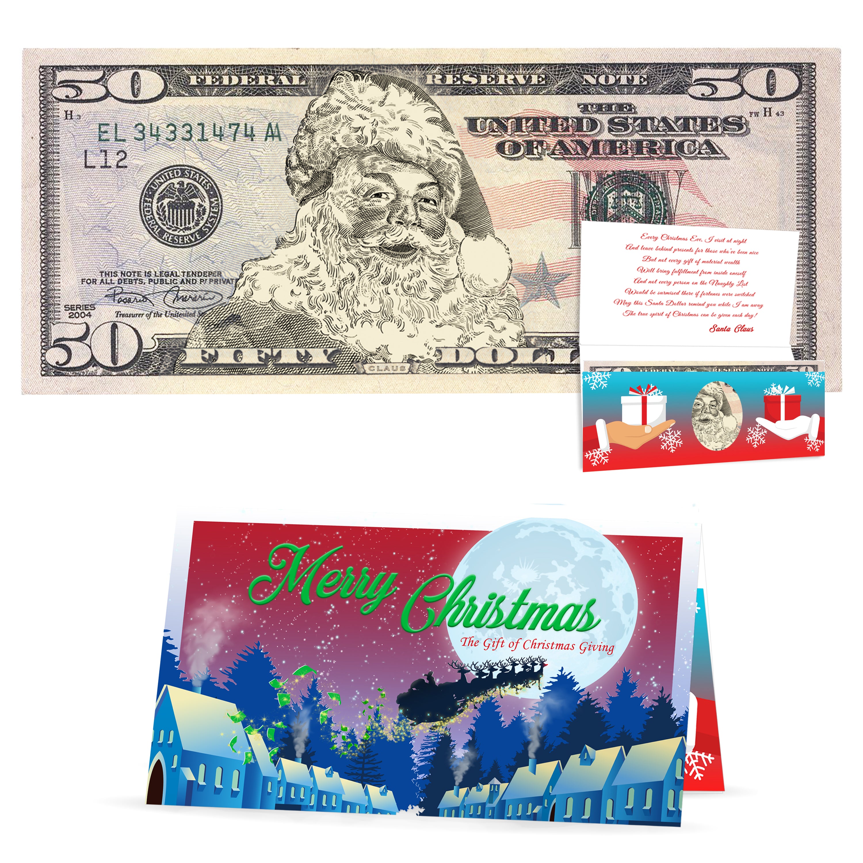 The Official Santa Claus 50.0 USD Dollar Bill. Real USD. Bankable and  Spendable. Complete Santa Gift and Card