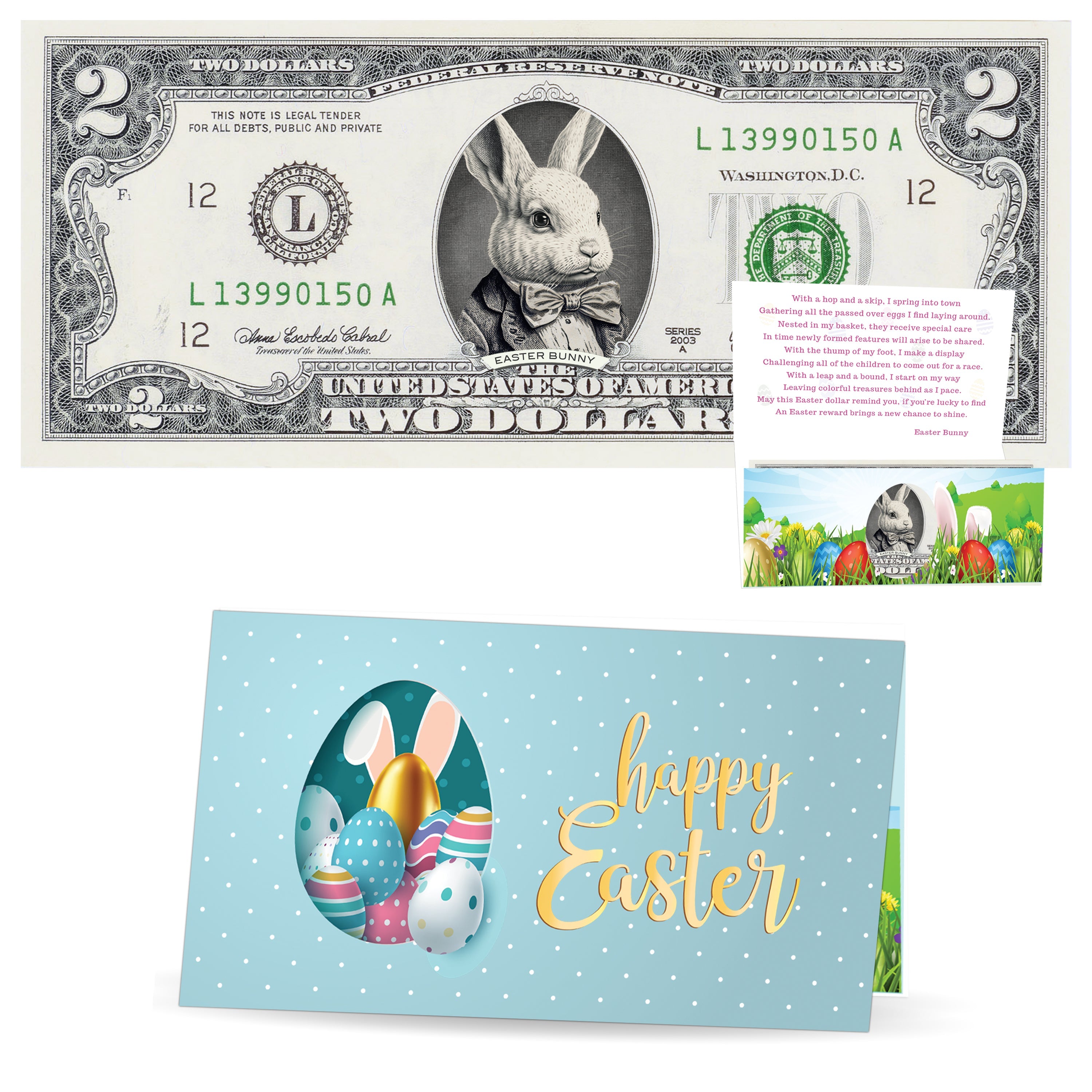 The Official Easter Bunny Dollar Bill. Real 2.0 USD V2 Bunny in Suit ...