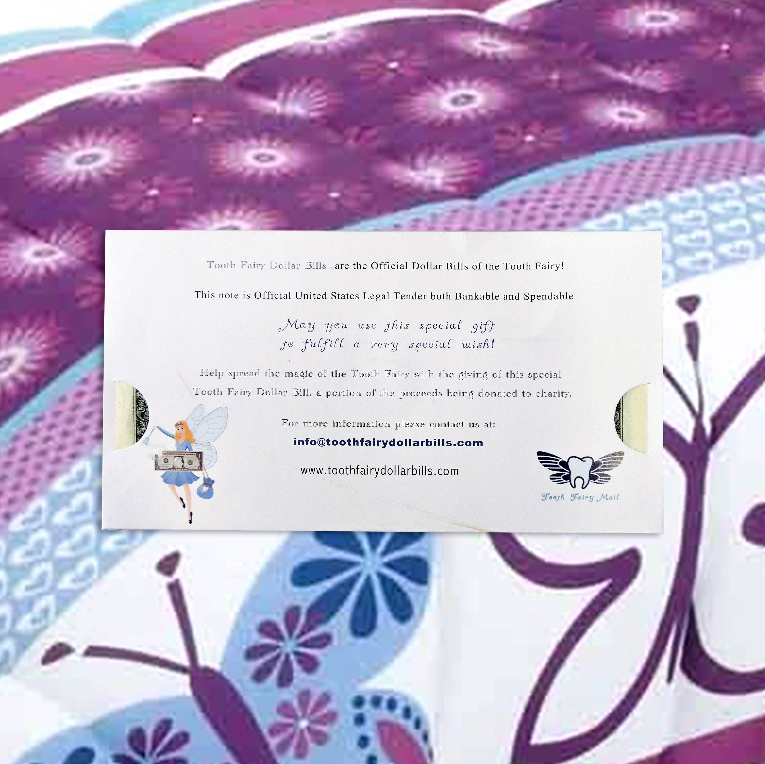 Tooth Fairy Gift: Official Tooth Fairy Dollar Bill. Real USD. Bankable and Spendable. Complete Gift Package including a Tooth Fairy Letter