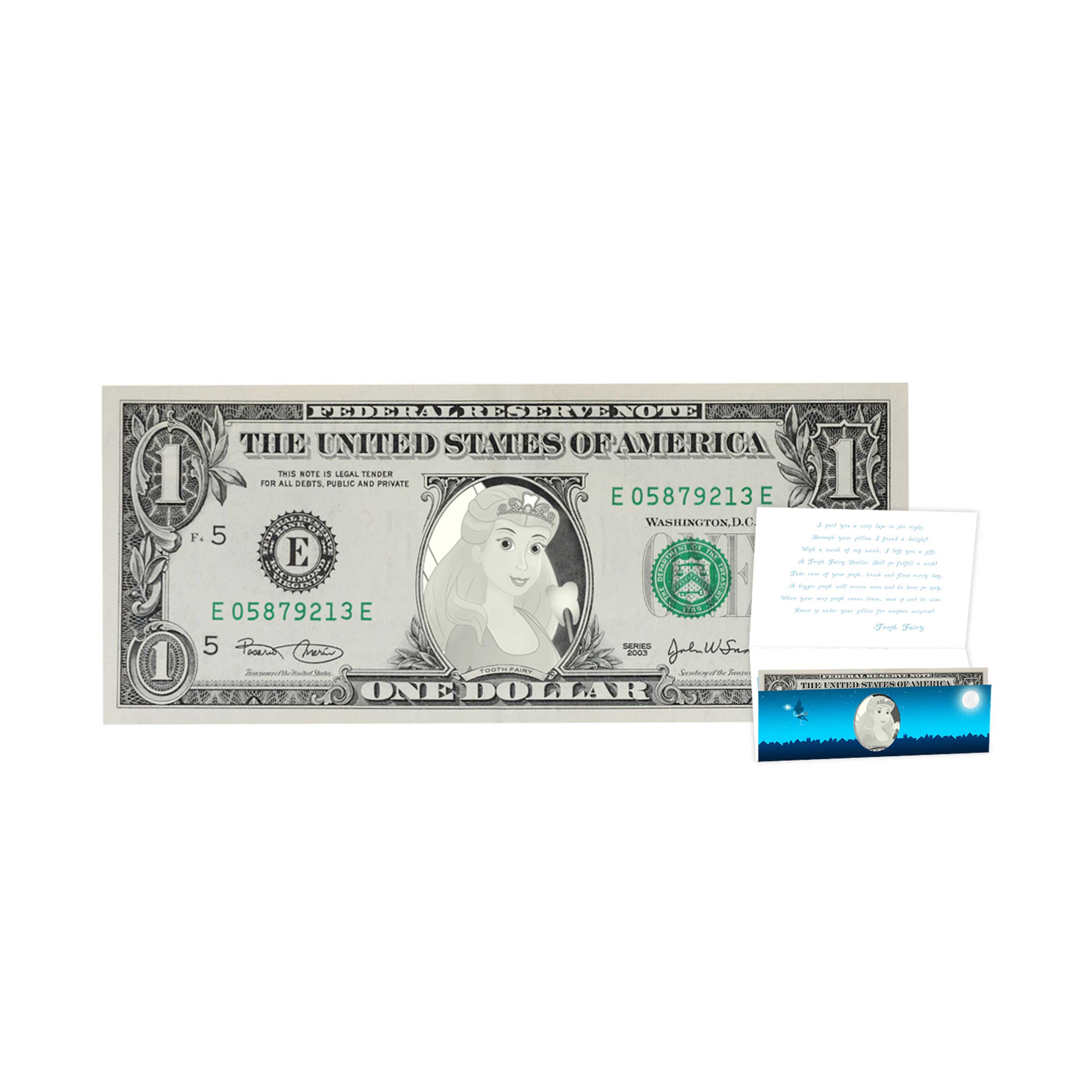 Tooth Fairy Gift: Official Tooth Fairy Dollar Bill. Real USD. Bankable and Spendable. Complete Gift Package including a Tooth Fairy Letter