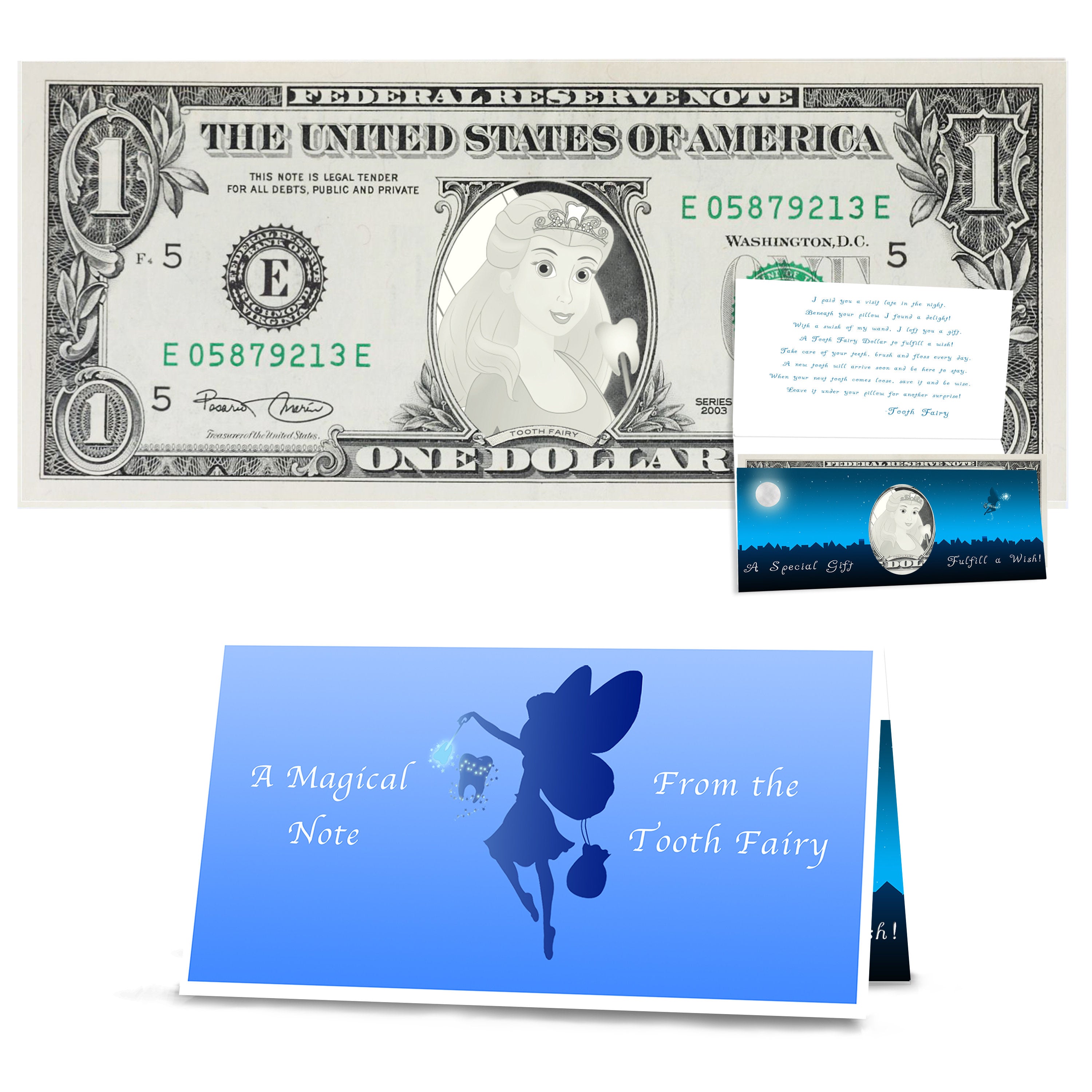 Tooth Fairy Dollar Bills Gift Package: Milestone Kit. 1st, 2nd, 5th. 10th and 20th Lost Teeth Collectable Tooth Fairy Dollars. All Real USD