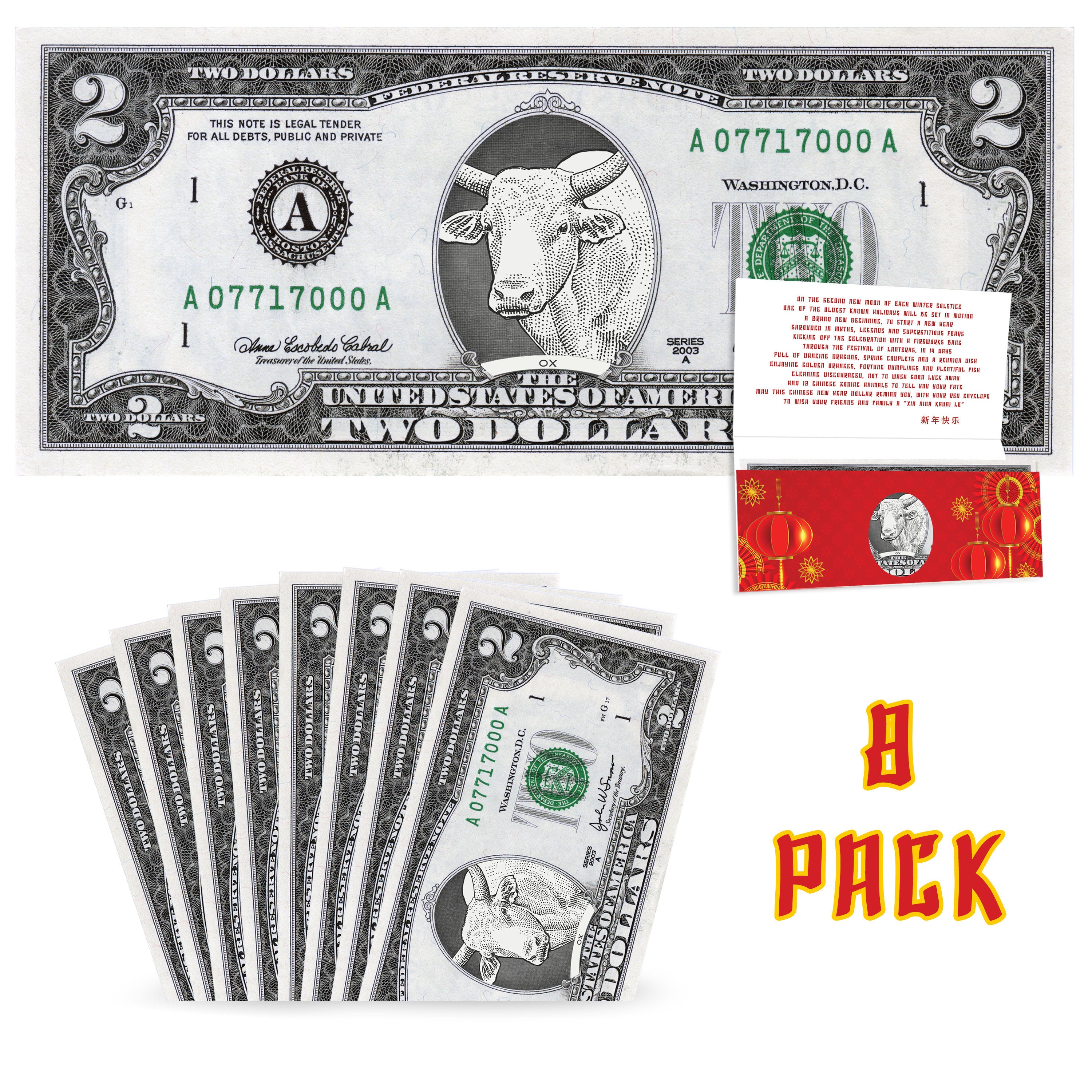 Official Chinese New Year Lucky Dollar Money: Real 1.0 USD with