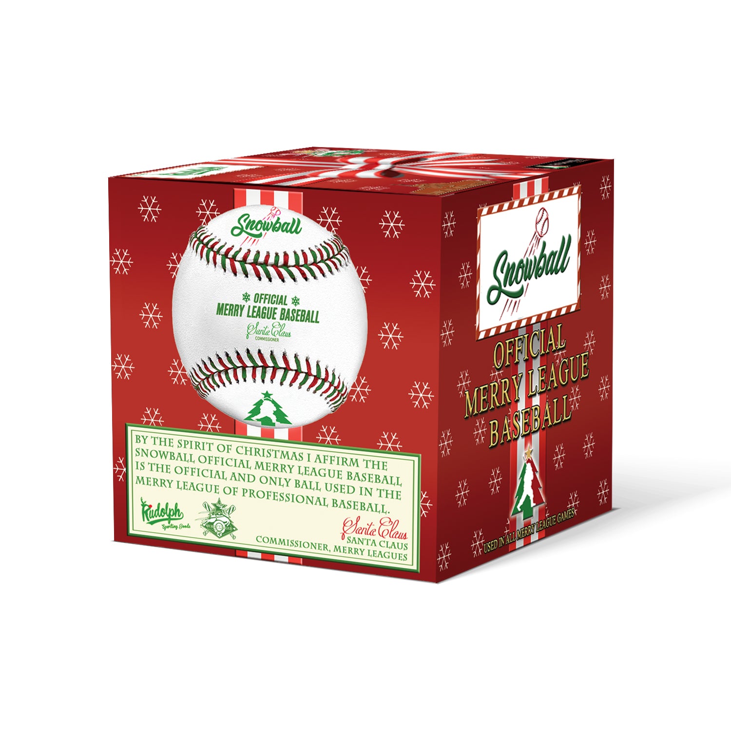 Merry League Christmas Baseball Gift. The Official Baseball of Christmas. Stocking Stuffer. Christmas Collectible Baseball