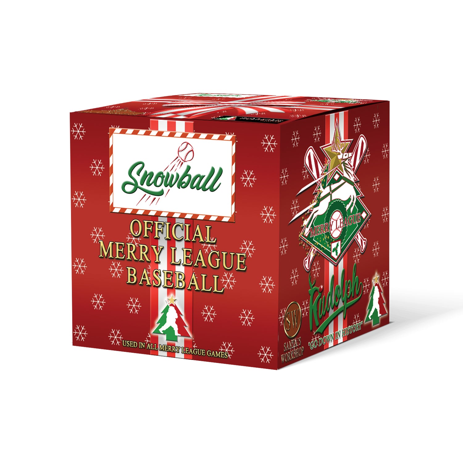 Merry League Christmas Baseball Gift. The Official Baseball of Christmas. Stocking Stuffer. Christmas Collectible Baseball