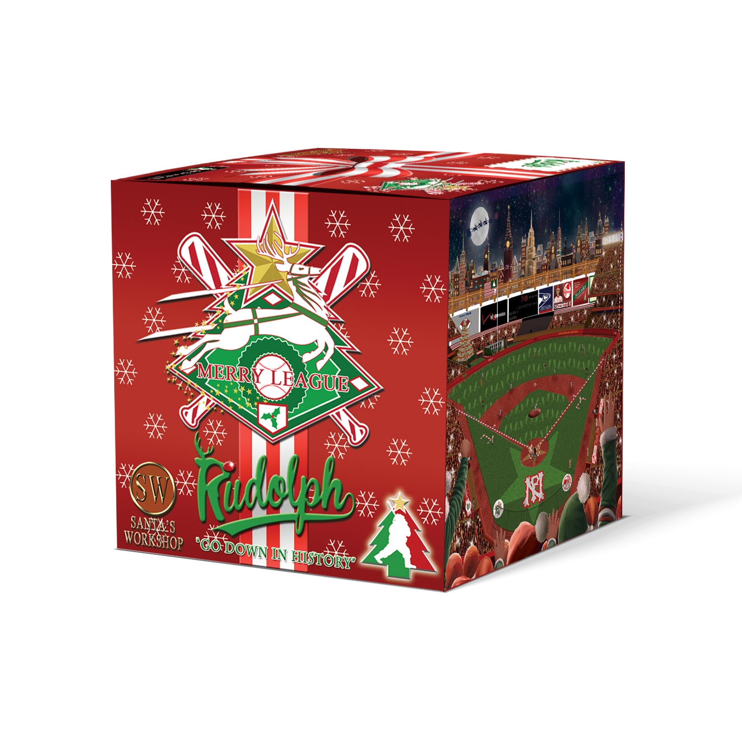 Merry League Christmas Baseball Gift. The Official Baseball of Christmas. Stocking Stuffer. Christmas Collectible Baseball