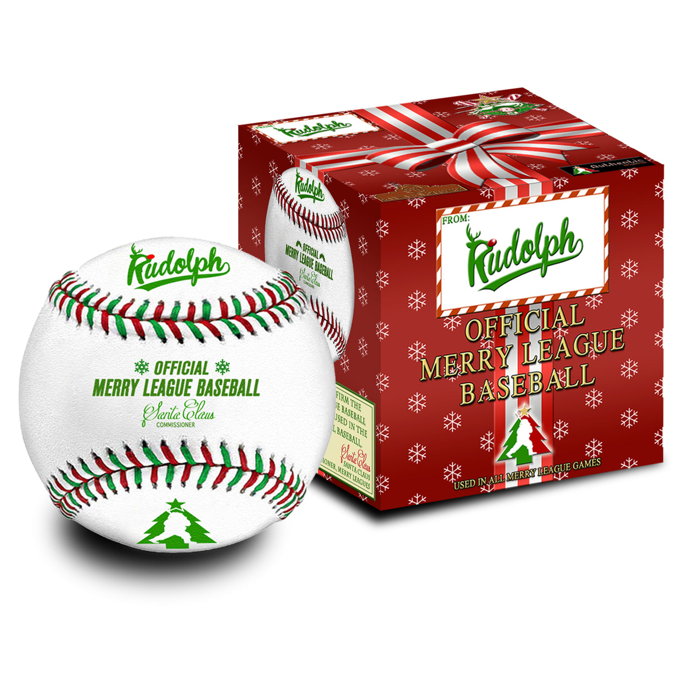 Merry League Christmas Baseball Gift. The Official Baseball of Christmas. Stocking Stuffer. Christmas Collectible Baseball