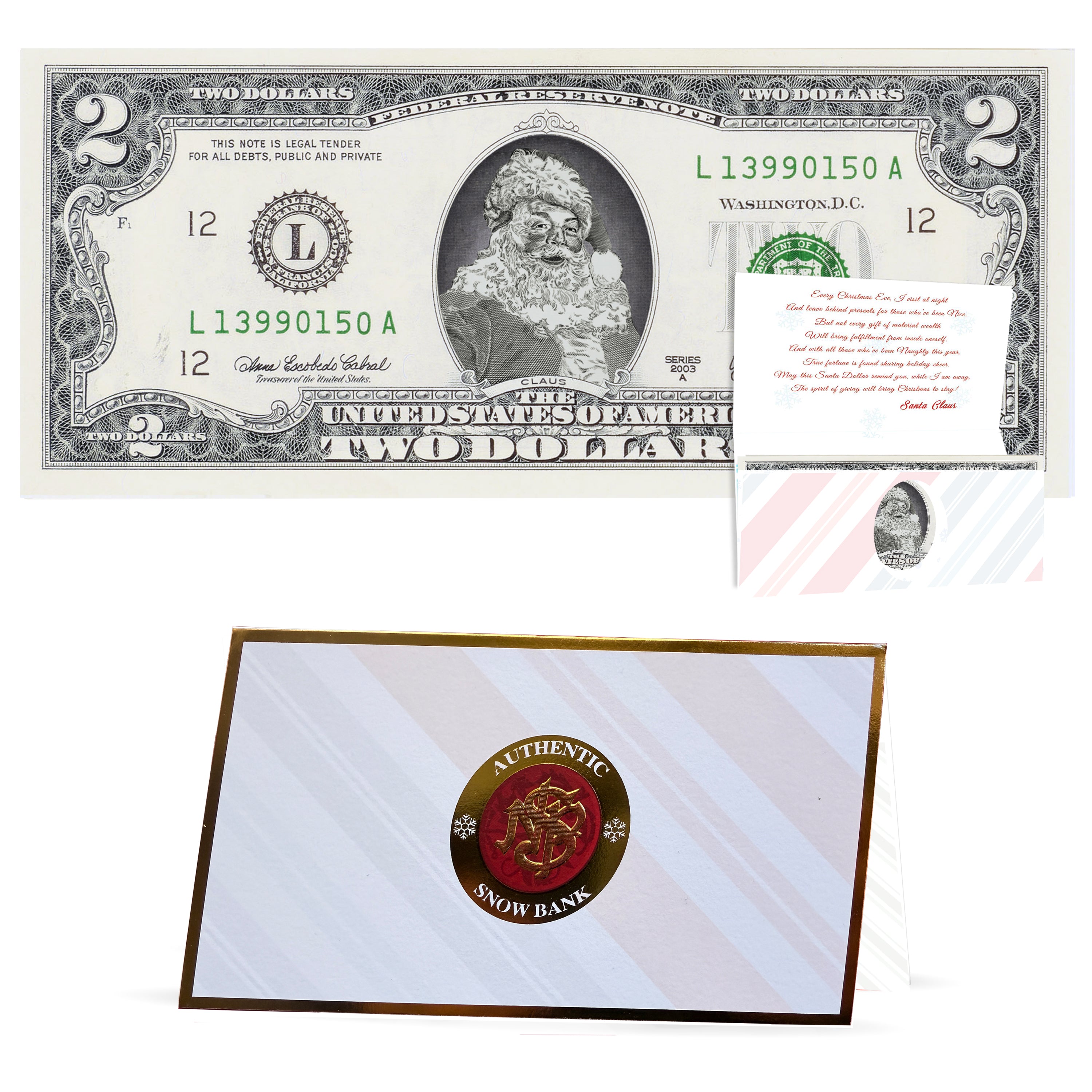 Official Santa Claus 2.0 Bill. 2023 Version. Real USD. Bankable & Spendable. Perfect Stocking Stuffer. Letter From Santa Gift Package Affordable Gift.