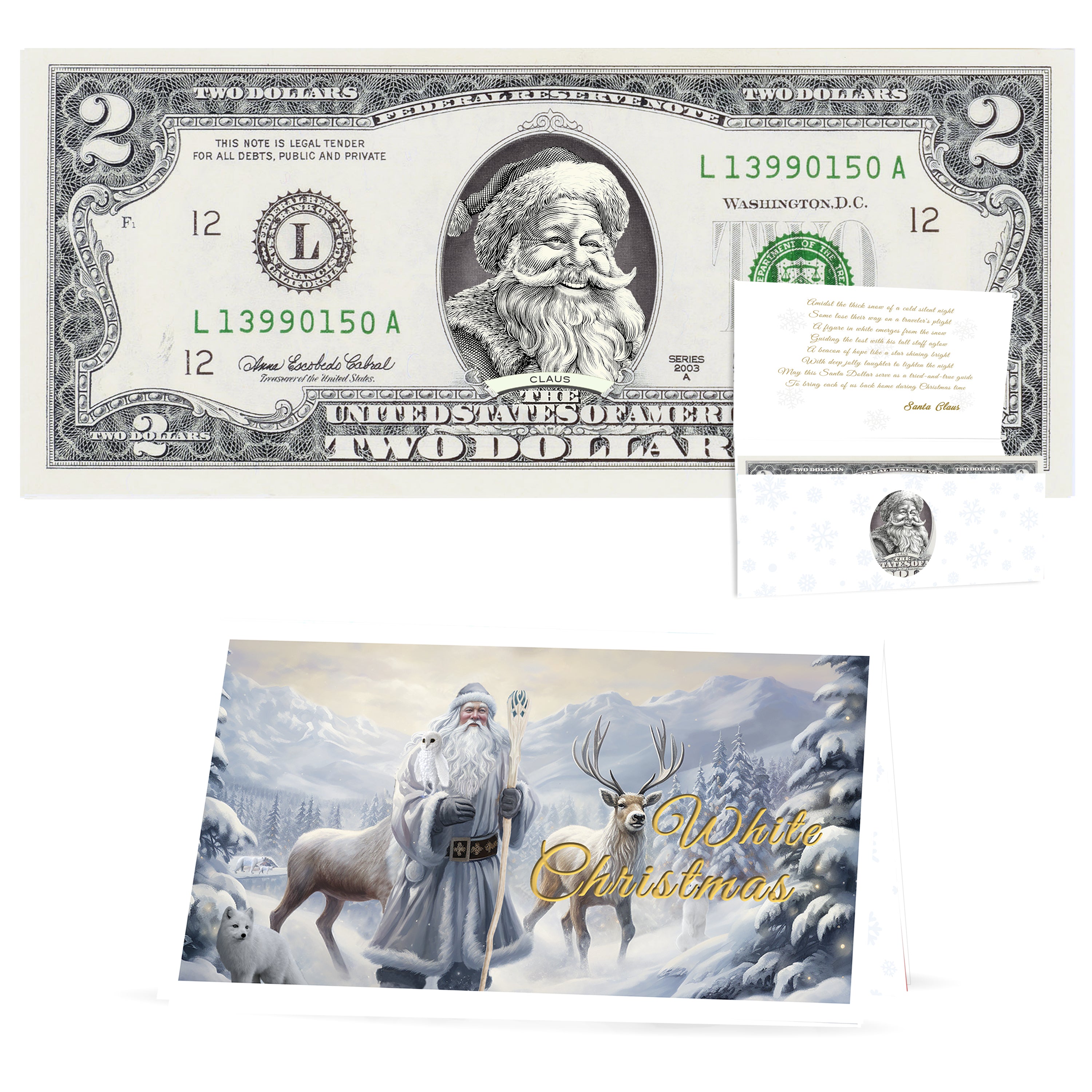 Official Santa Claus 2.0 Bill. 2023 Version. Real USD. Bankable & Spendable. Perfect Stocking Stuffer. Letter From Santa Gift Package Affordable Gift.
