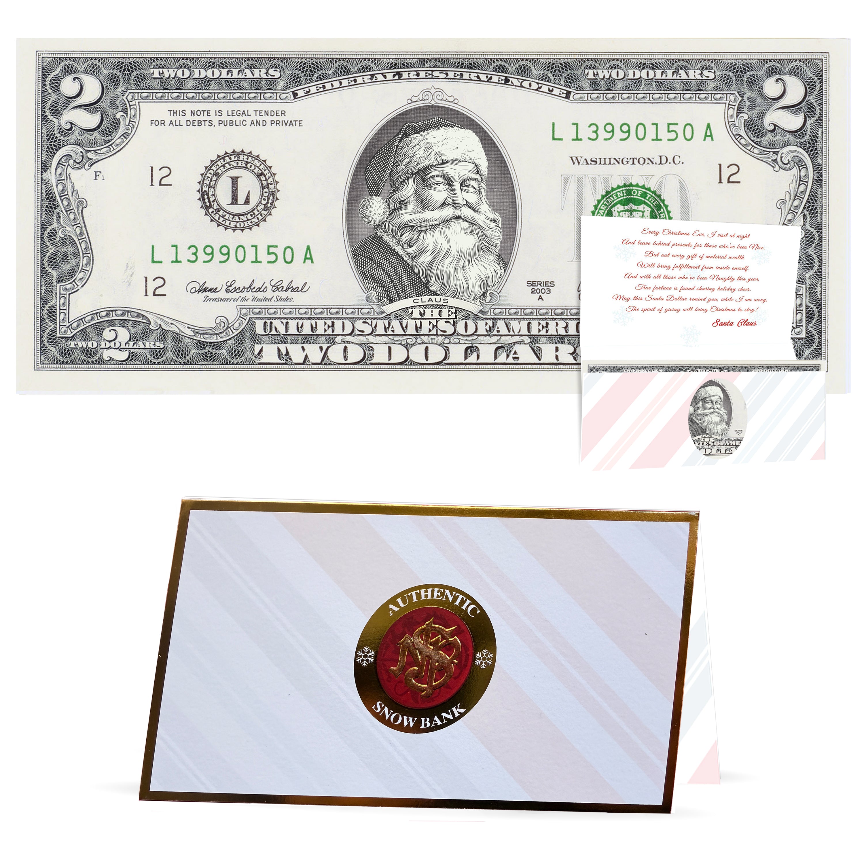Official Santa Claus 2.0 Bill. 2023 Version. Real USD. Bankable & Spendable. Perfect Stocking Stuffer. Letter From Santa Gift Package Affordable Gift.