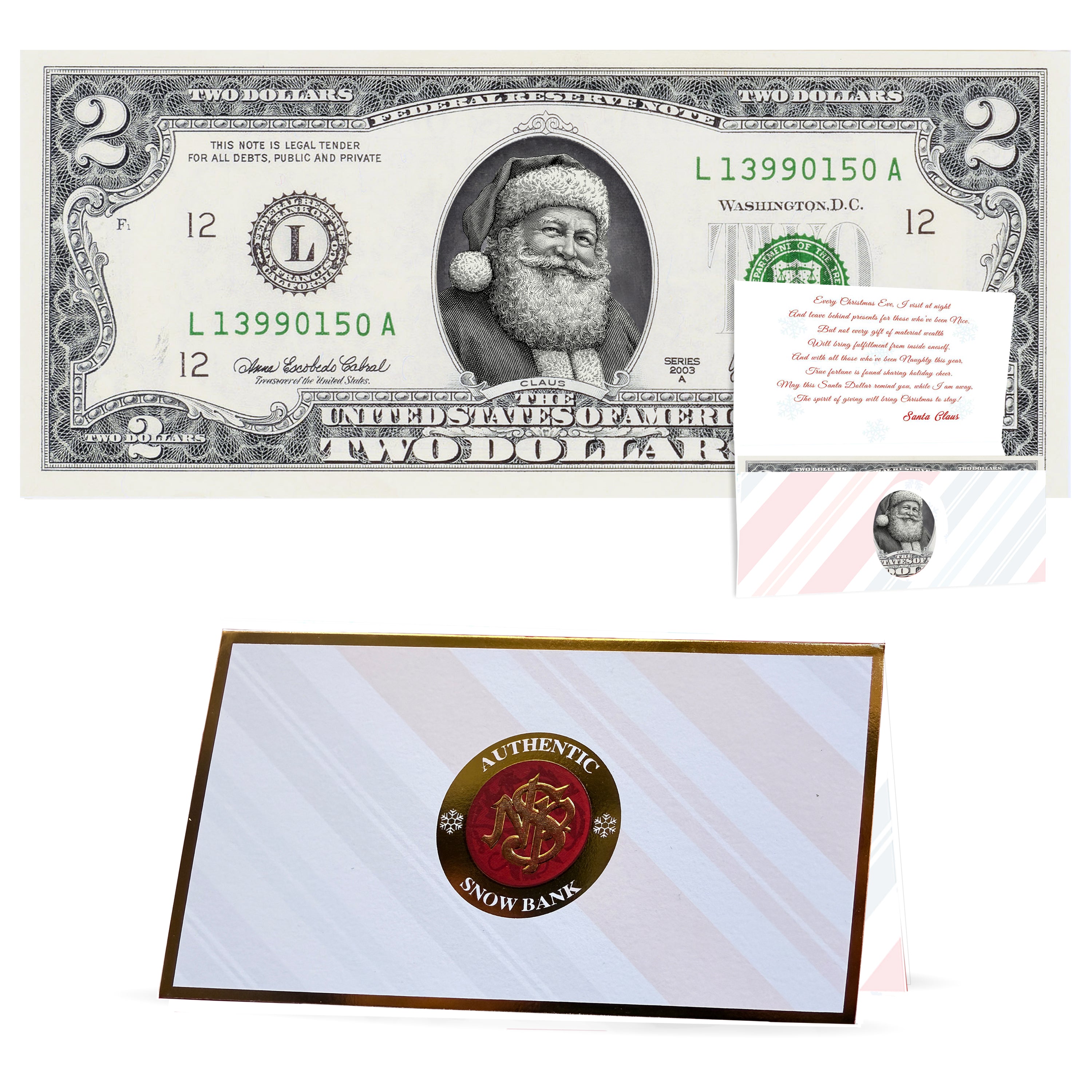Official Santa Claus 2.0 Bill. 2023 Version. Real USD. Bankable & Spendable. Perfect Stocking Stuffer. Letter From Santa Gift Package Affordable Gift.