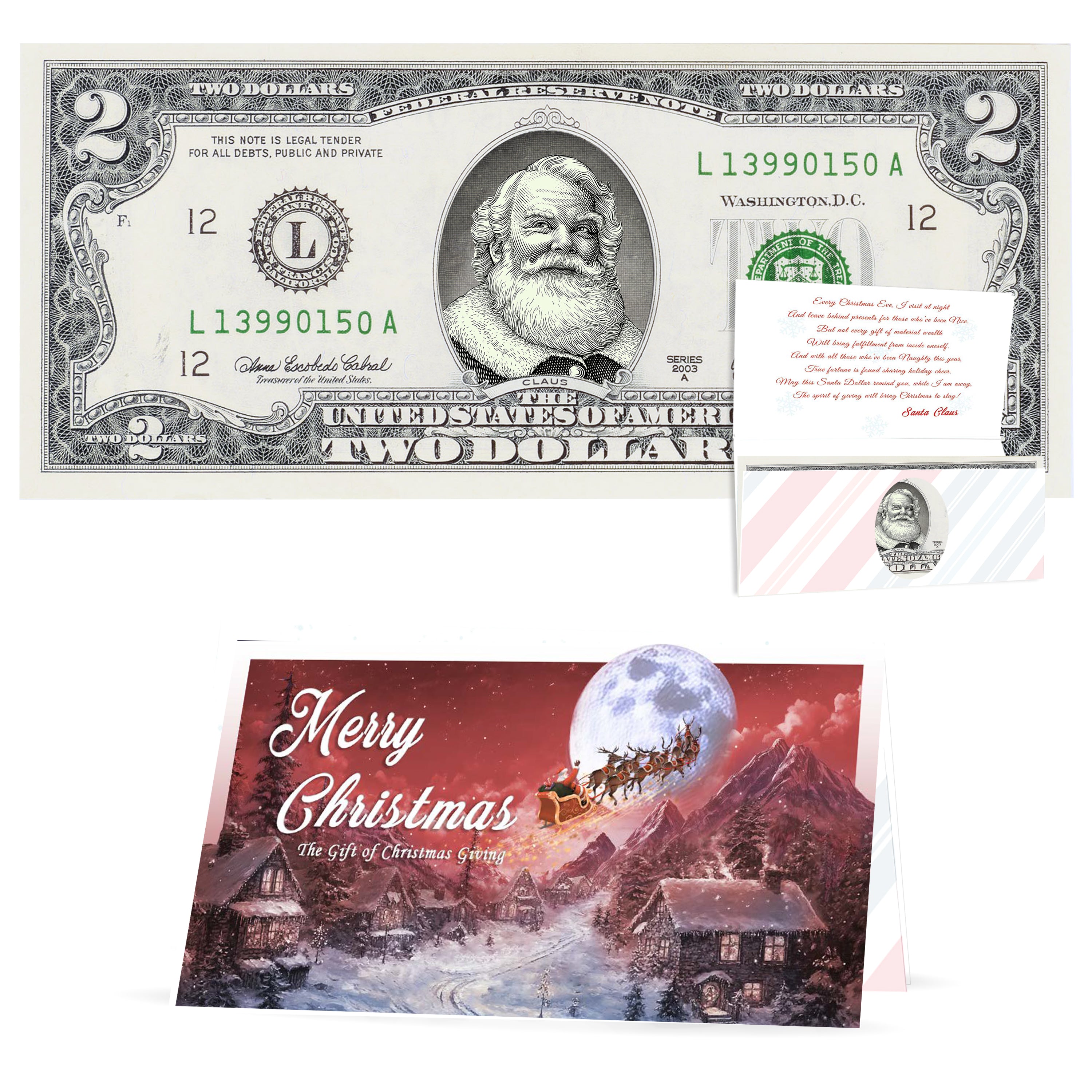 Official Santa Claus 2.0 Bill. 2023 Version. Real USD. Bankable & Spendable. Perfect Stocking Stuffer. Letter From Santa Gift Package Affordable Gift.