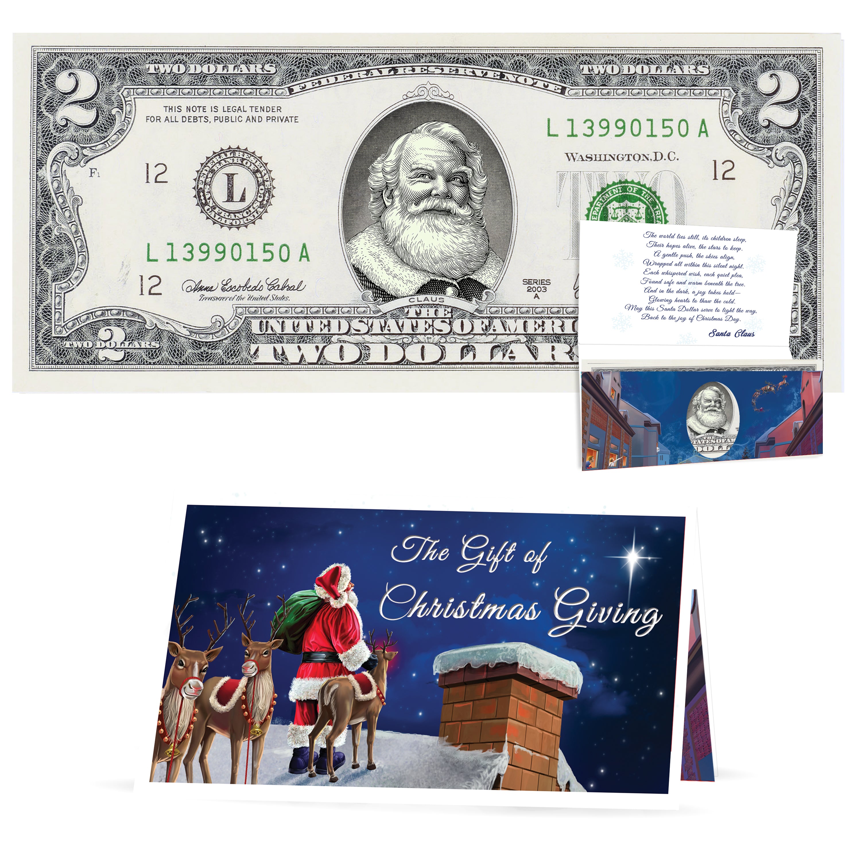 Official Santa Claus 2.0 Bill. 2023 Version. Real USD. Bankable & Spendable. Perfect Stocking Stuffer. Letter From Santa Gift Package Affordable Gift.