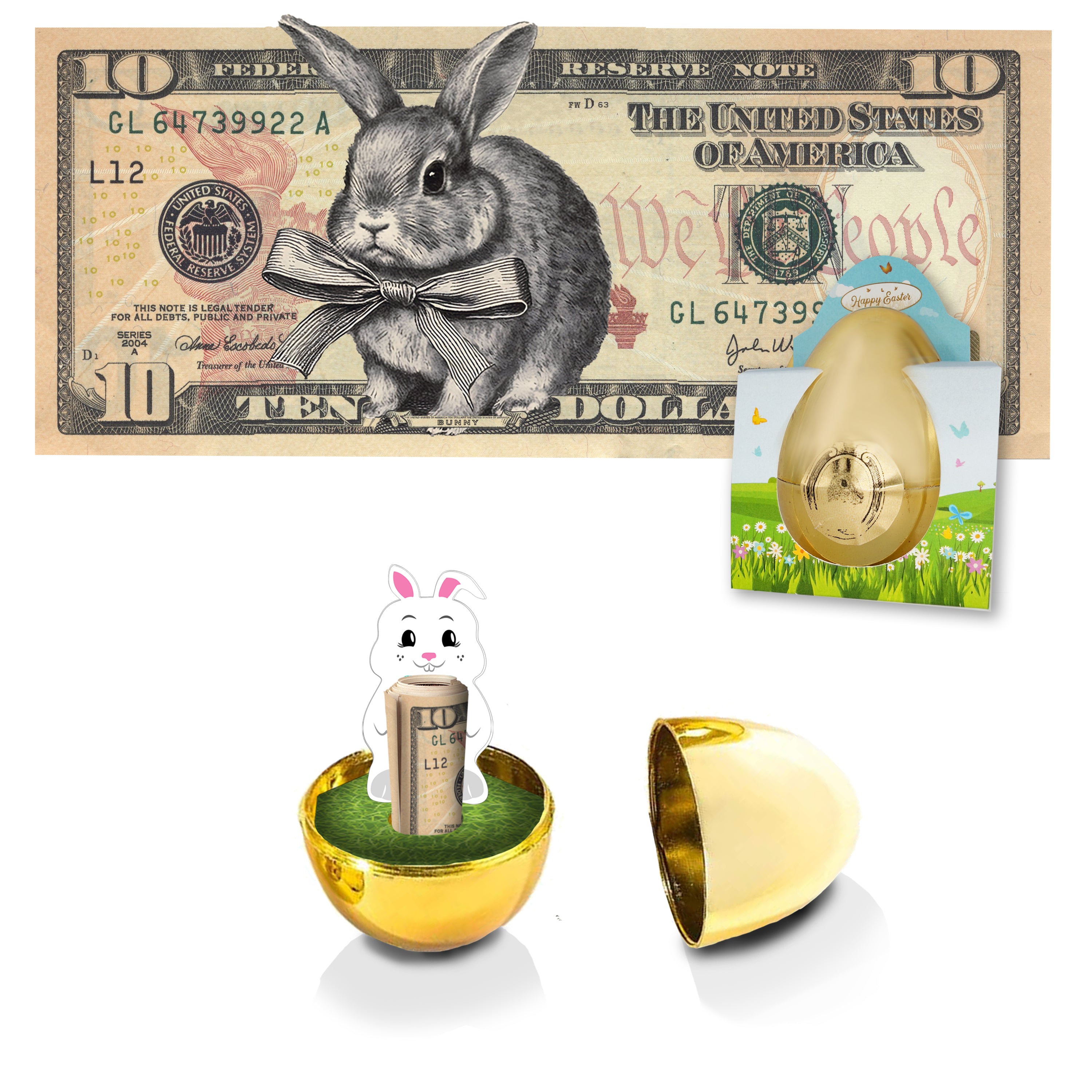 The Official Easter Bunny Dollar Bill with Golden Egg. Real 10.0 USD. Bankable & Spendable. Easter Basket Stuffer/Filler. Bunny Bucks - Bunny Money