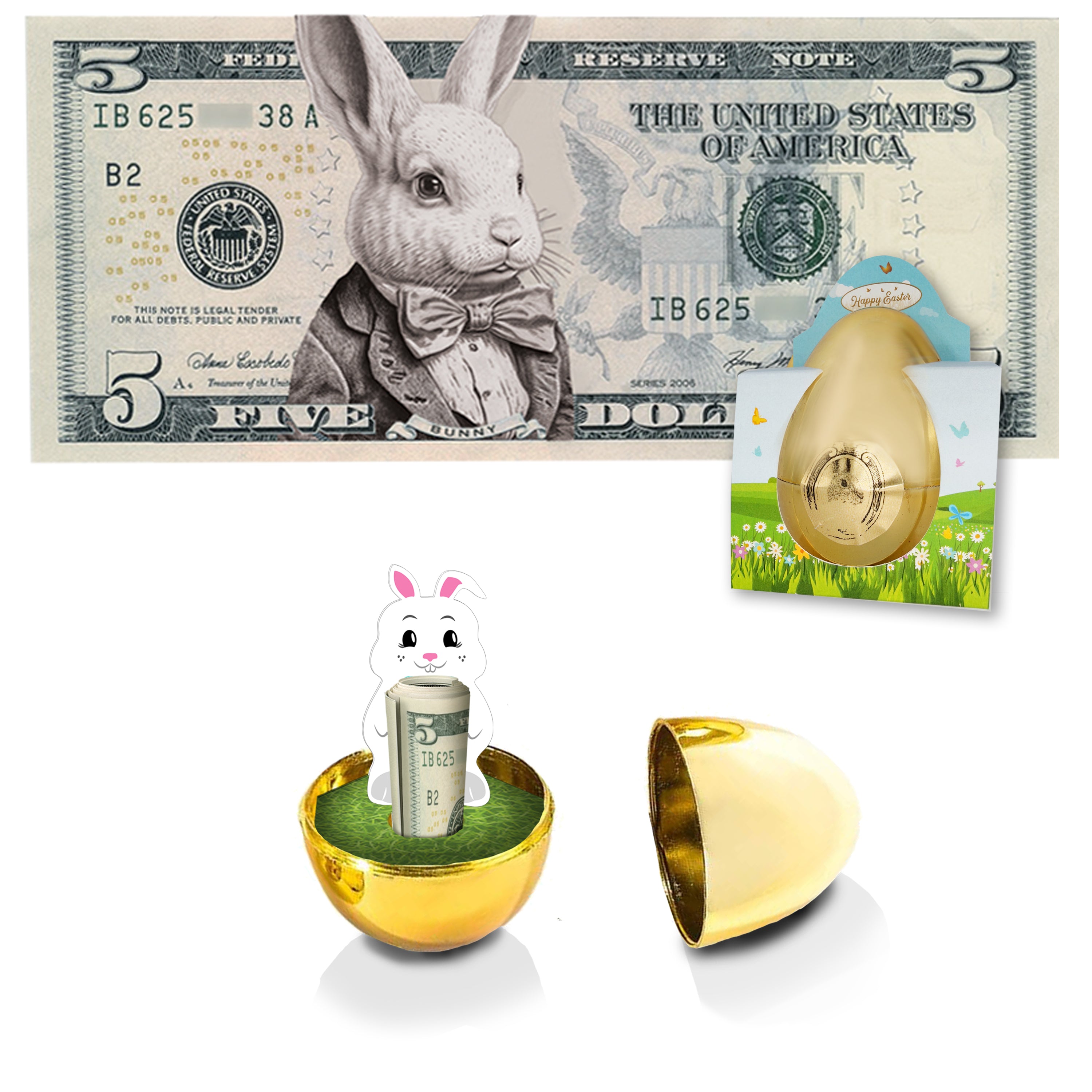 The Official Easter Bunny Dollar Bill with Golden Egg. Real 5.0 USD. Bankable & Spendable. Easter Basket Stuffer/Filler. Bunny Bucks - Bunny Money