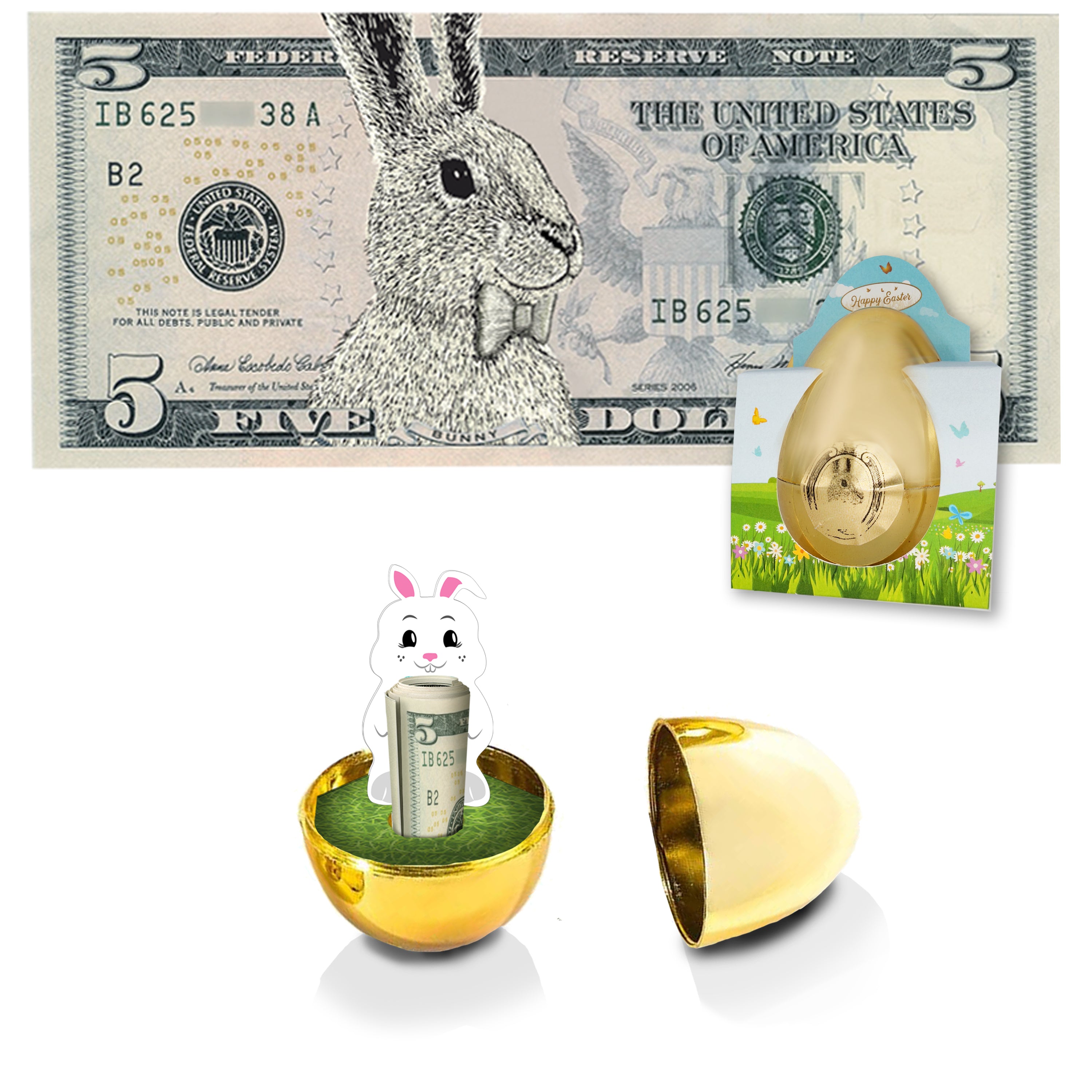 The Official Easter Bunny Dollar Bill with Golden Egg. Real 5.0 USD. Bankable & Spendable. Easter Basket Stuffer/Filler. Bunny Bucks - Bunny Money