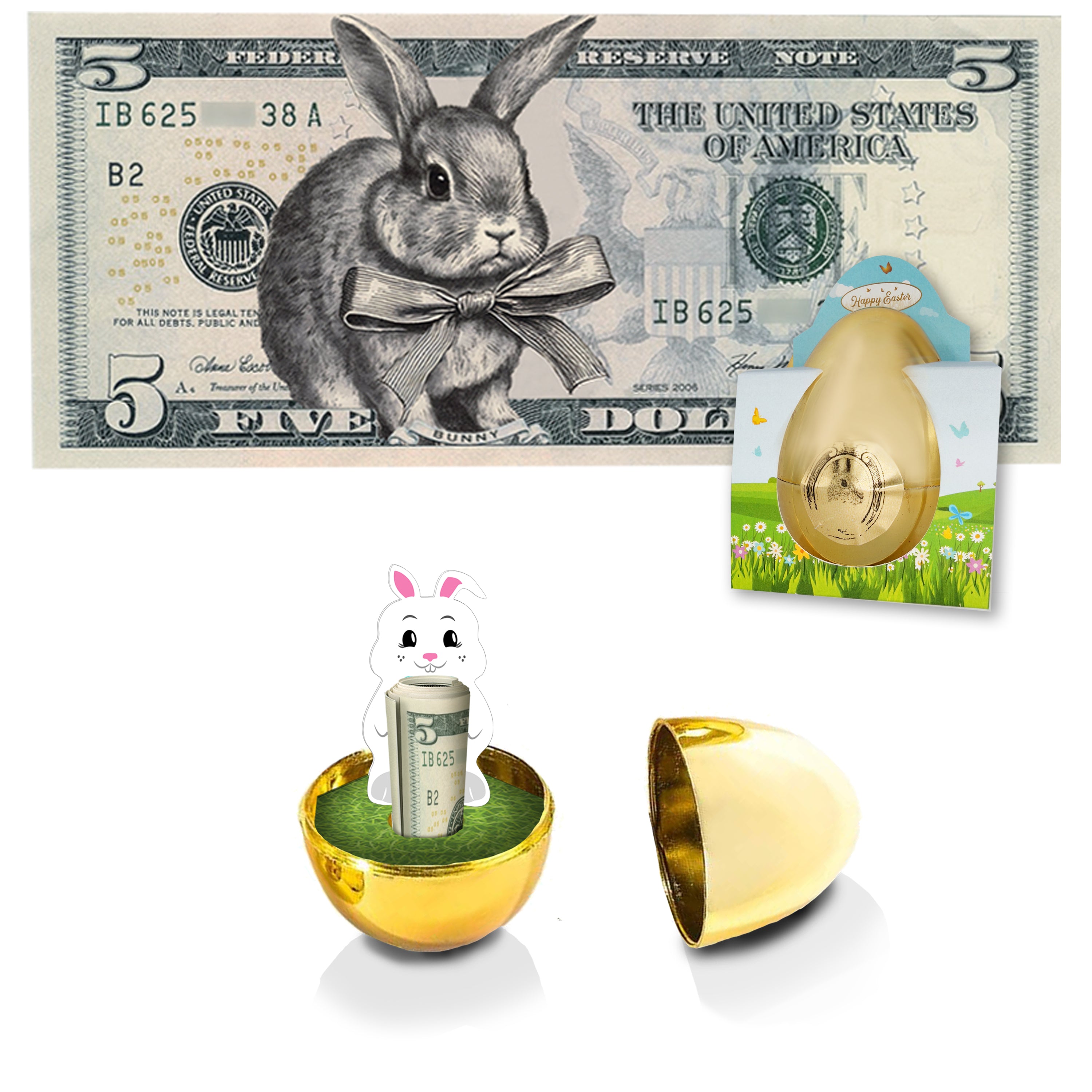 The Official Easter Bunny Dollar Bill with Golden Egg. Real 5.0 USD. Bankable & Spendable. Easter Basket Stuffer/Filler. Bunny Bucks - Bunny Money