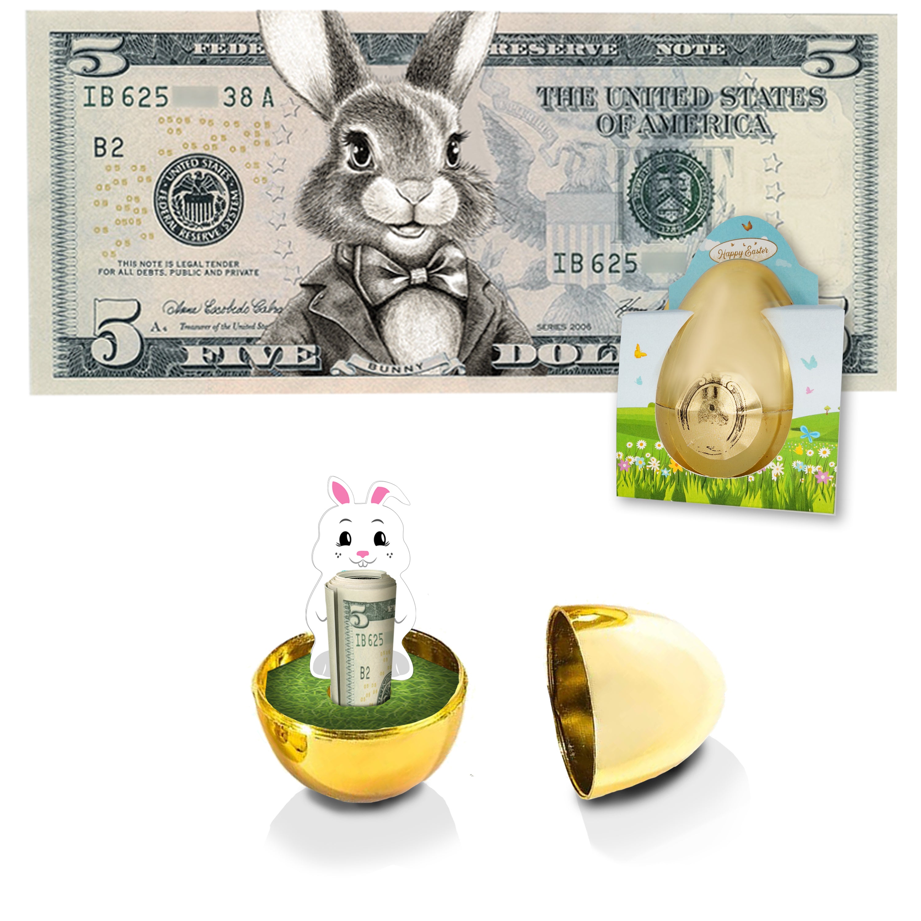 The Official Easter Bunny Dollar Bill with Golden Egg. Real 5.0 USD. Bankable & Spendable. Easter Basket Stuffer/Filler. Bunny Bucks - Bunny Money