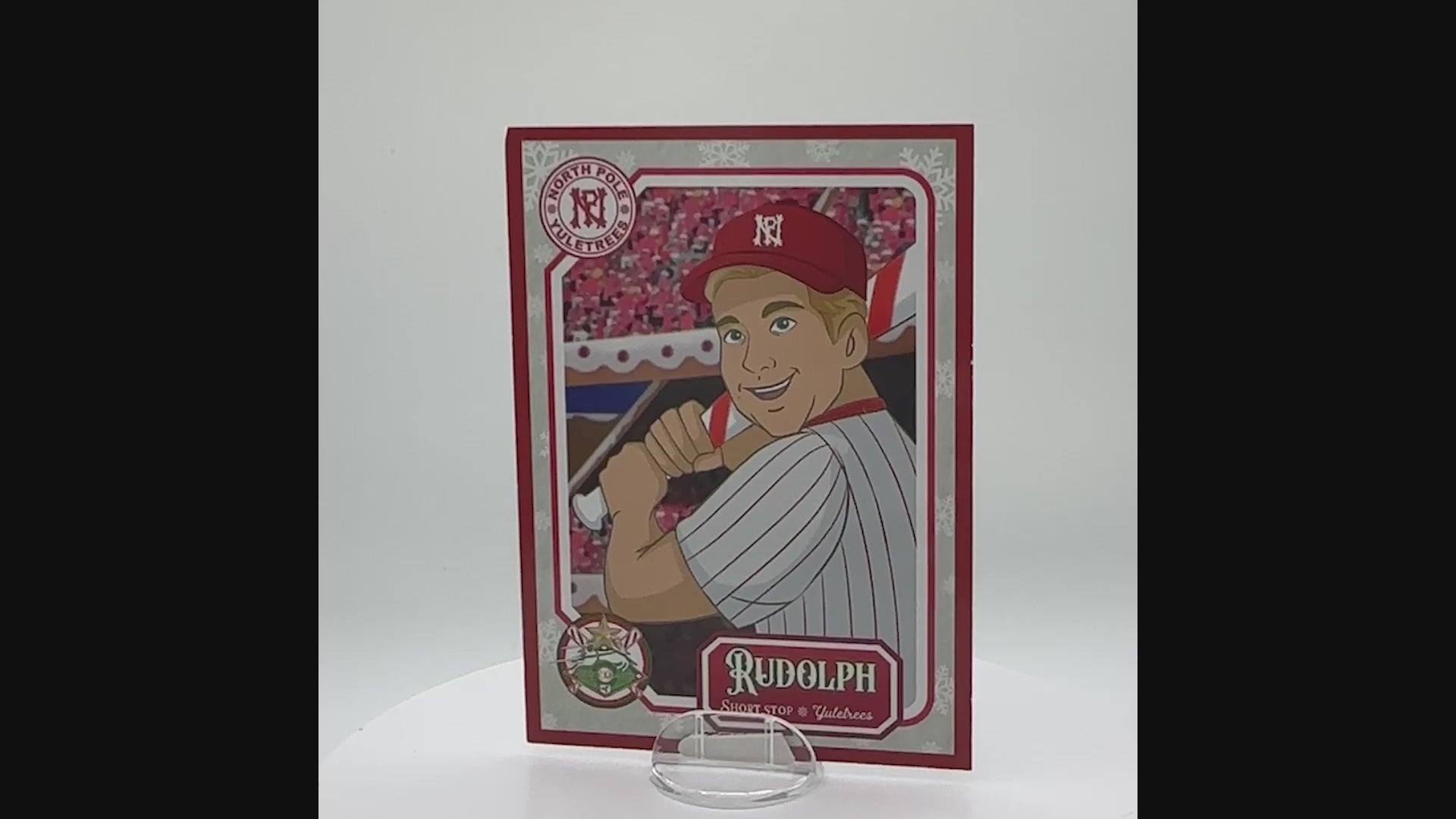 Official Merry League Christmas Baseball Cards! 10 Cards per Set Featuring the Starting 9 and Coach of the North Pole.