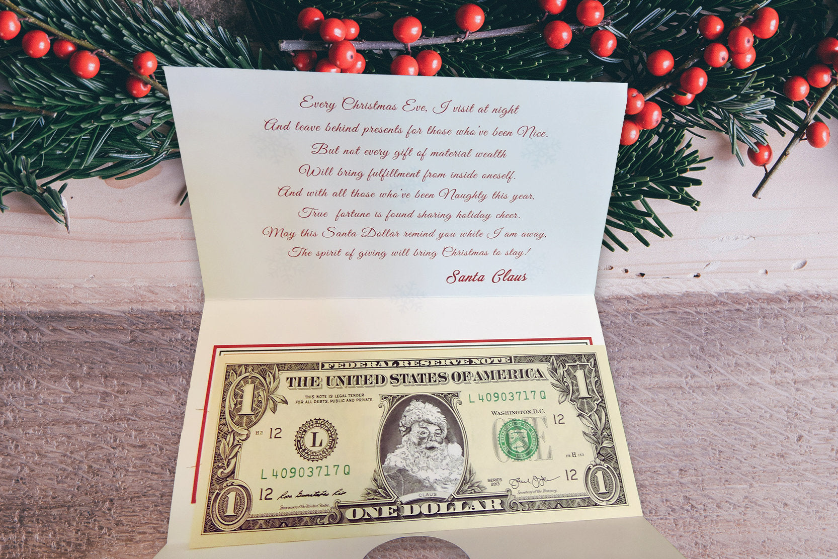 The Official Santa Claus Dollar Bill. Perfect Stocking Stuffer. Comple –  Holiday Dollars