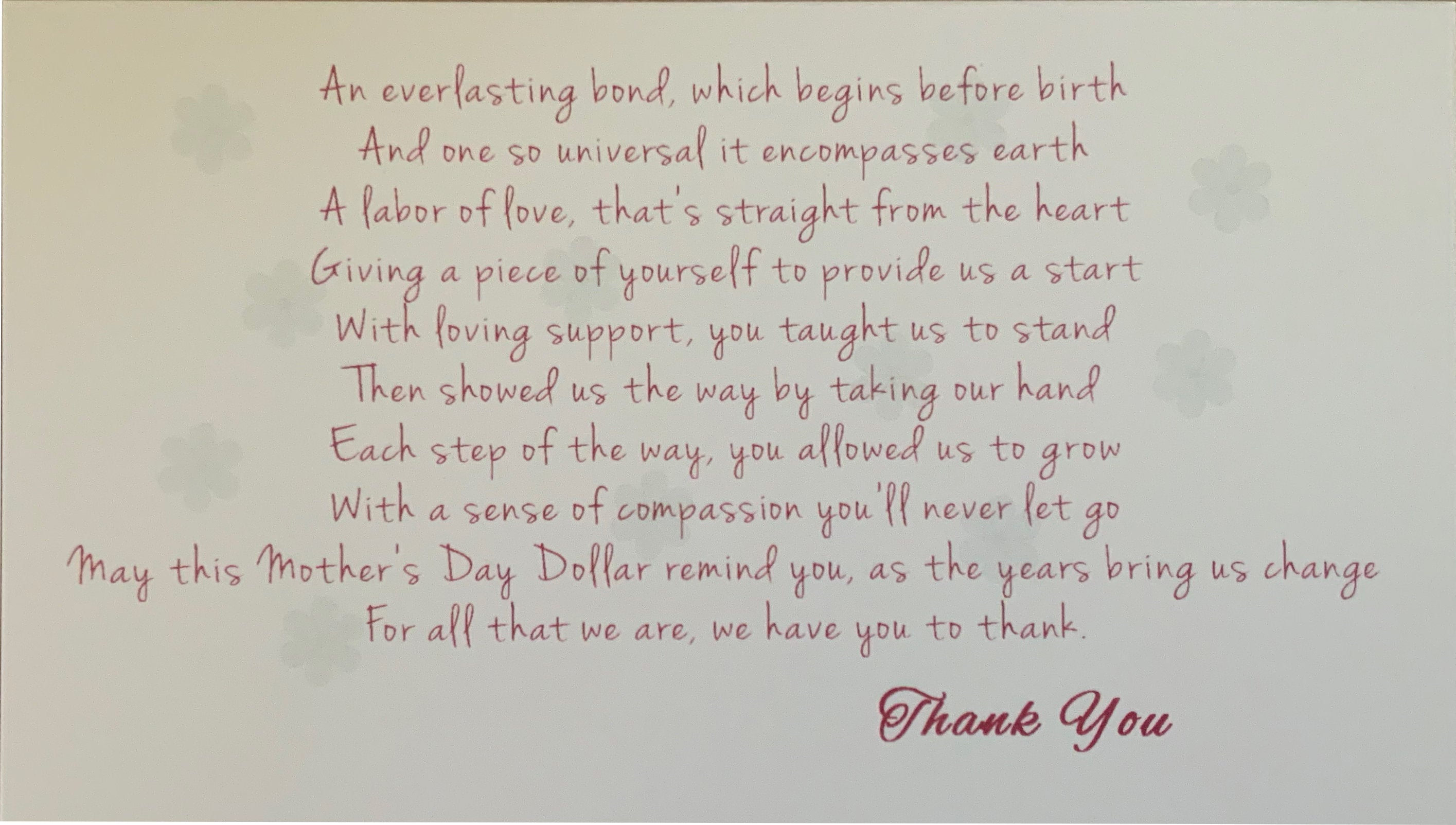 Mother's Day Card Gift & Official Dollar Bill. Real 1.0 USD. Each Bill Comes with a Mother's Day Card, Currency Holder and Thank You Mom