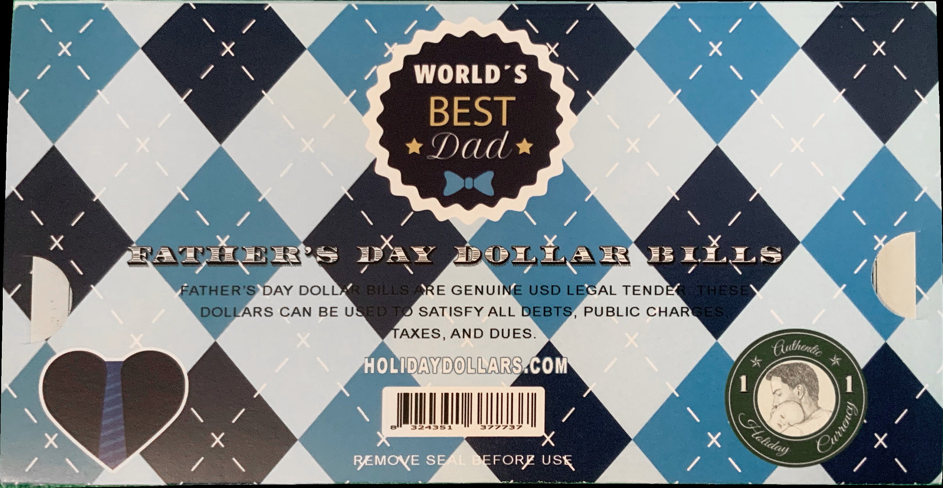 The Official Father's Day Dollar Bill. Real 1.0 USD. Each Bill Comes with a Father's Day Card, Currency Holder and Thank You Dad Poem