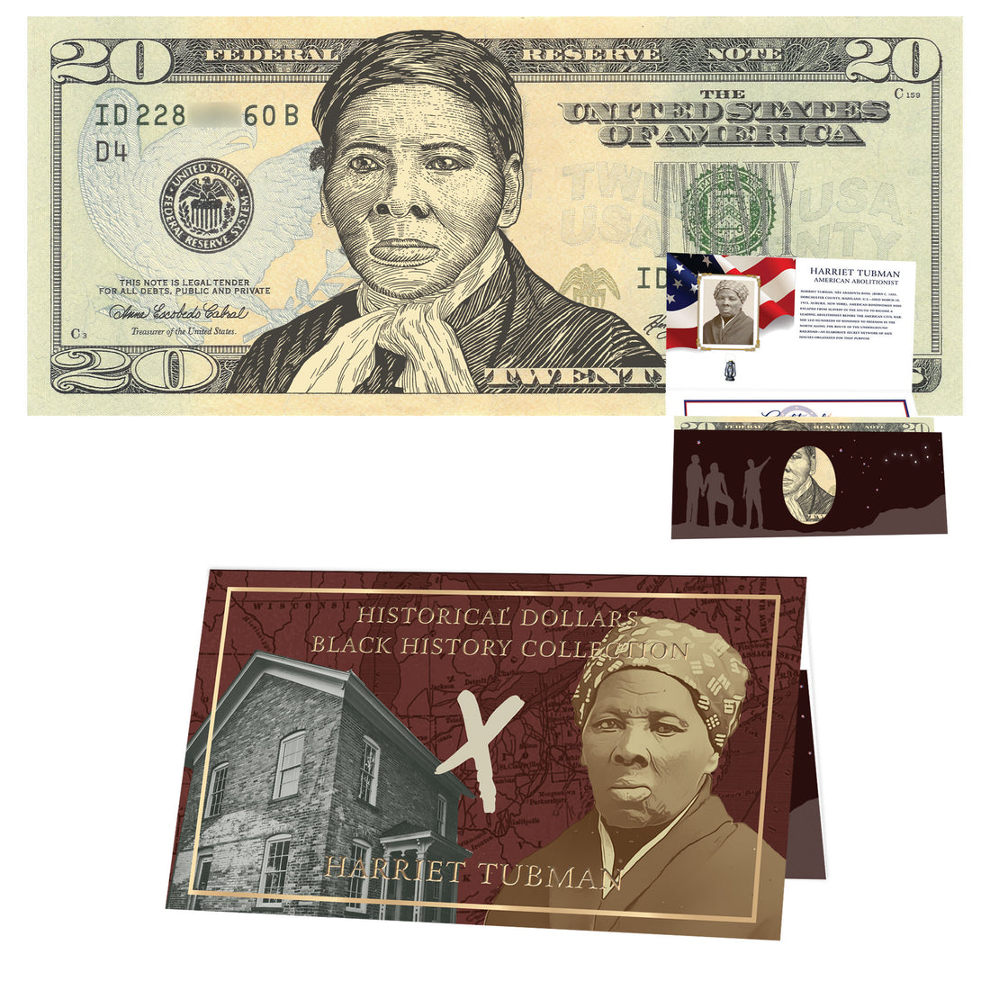Official Harriet Tubman $20 Dollar Bill w/ Official Currency Card - RE