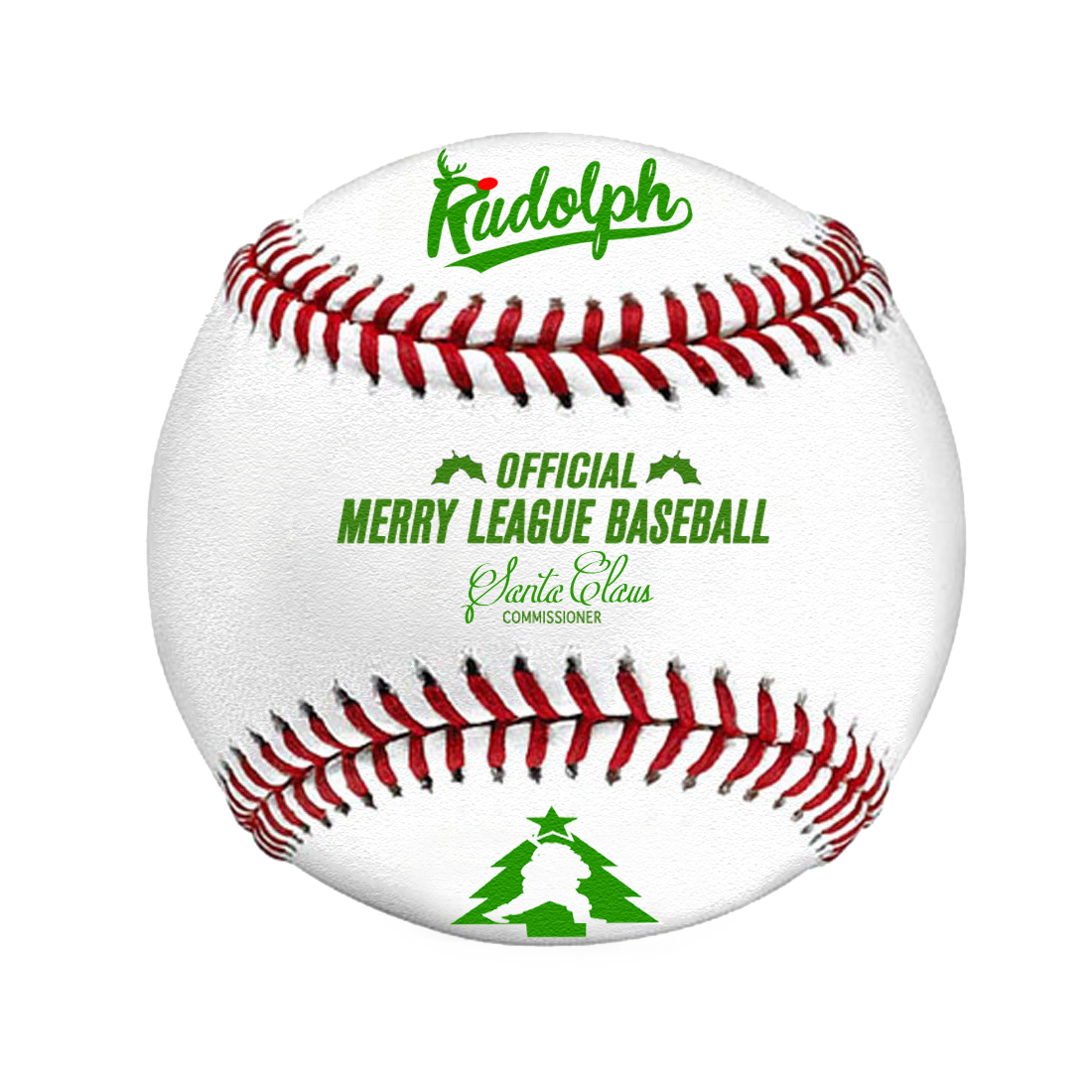 Merry League Christmas Baseball Gift. Red Laces Version. The Official Baseball of Christmas. Stocking Stuffer. Christmas Collectible Baseball. Batter Pitcher Catcher.