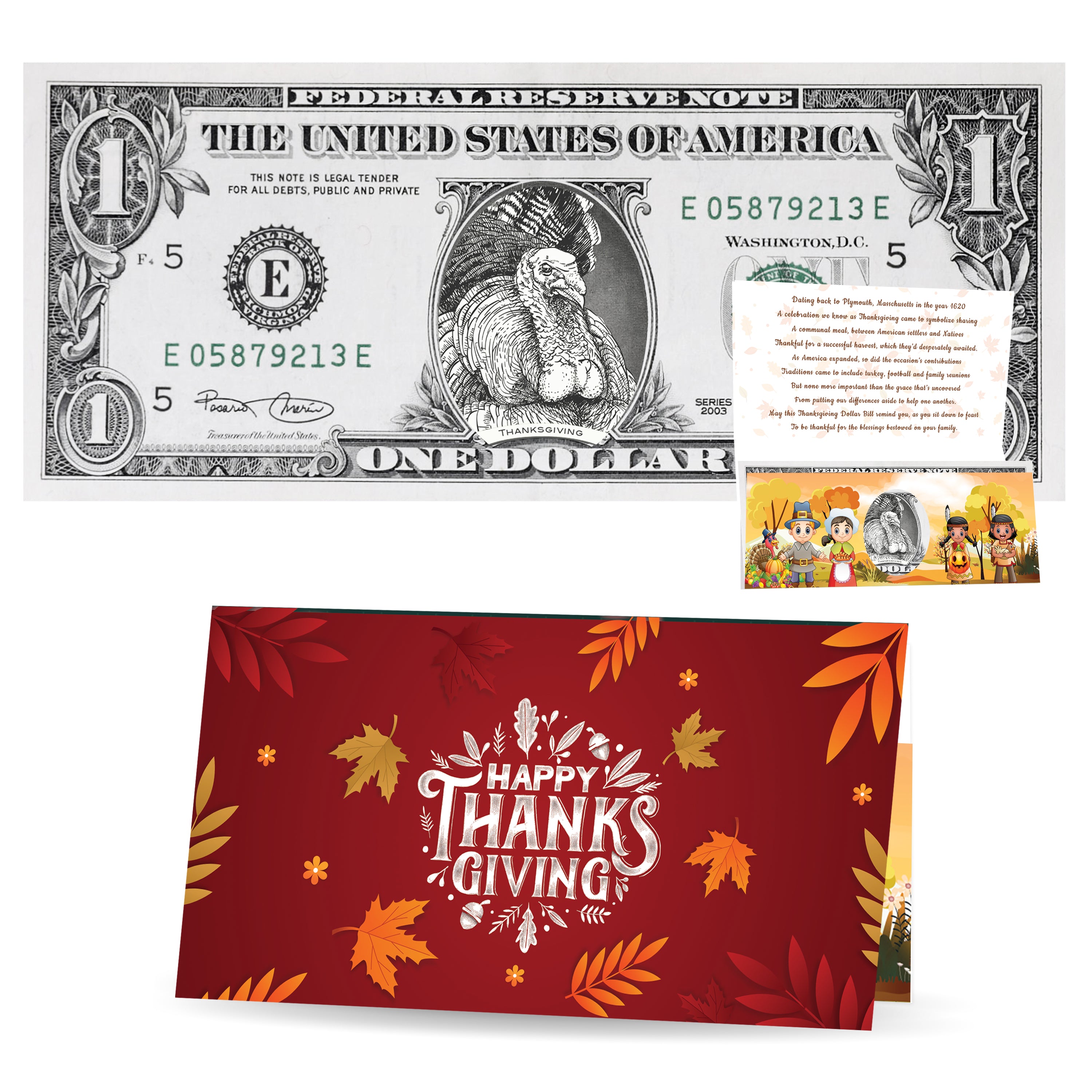 Thanksgiving Turkey Dollar Bill. Genuine 1.0 USD! Perfect Thanksgiving